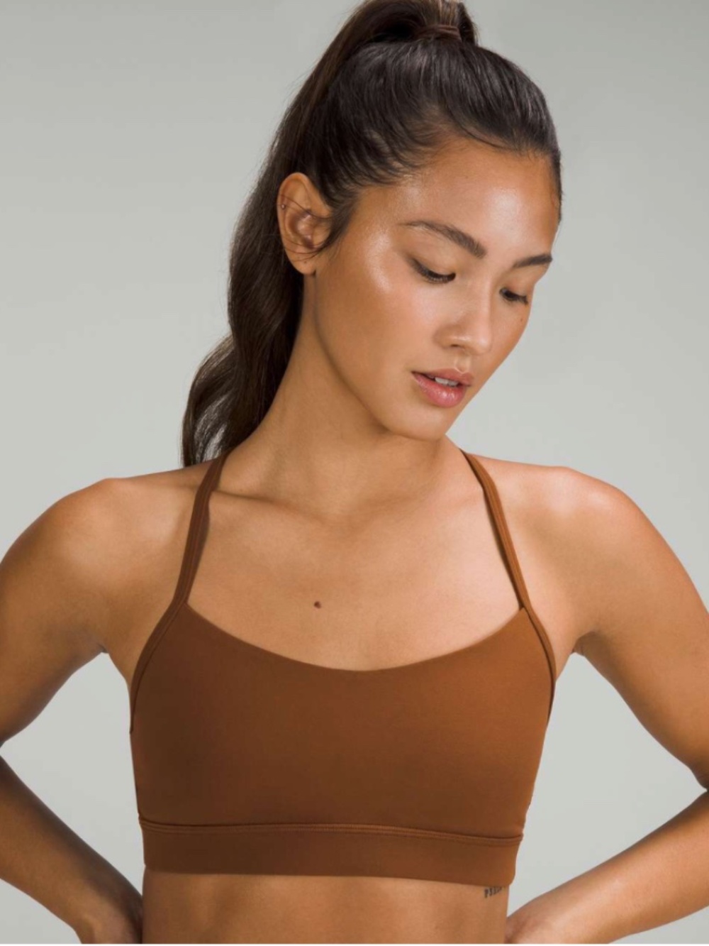 Lululemon Flow Y Nulu Bra in Brown, Size 2